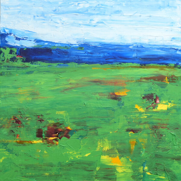 Golf Course Abstract Painting with blue sky