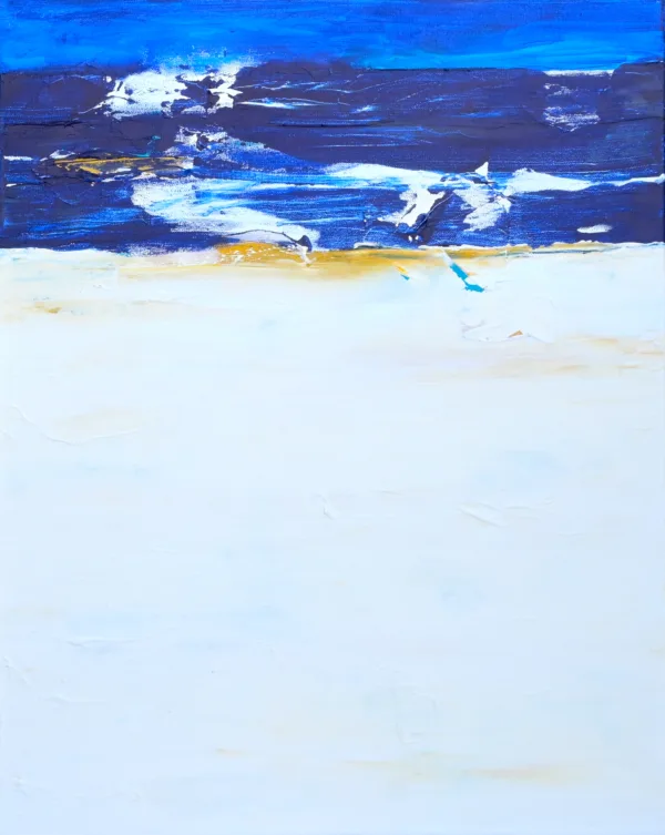 Blue wave with yellow accent painting